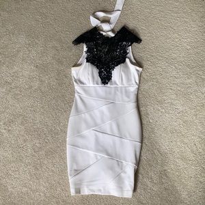 Prom dress- white with black lace